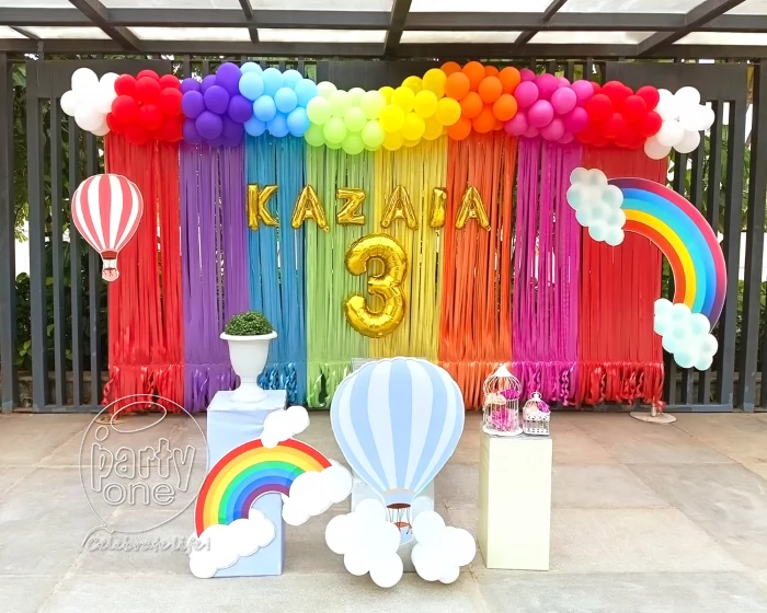 birthday Hot Air Rainbow Balloon Theme Decor